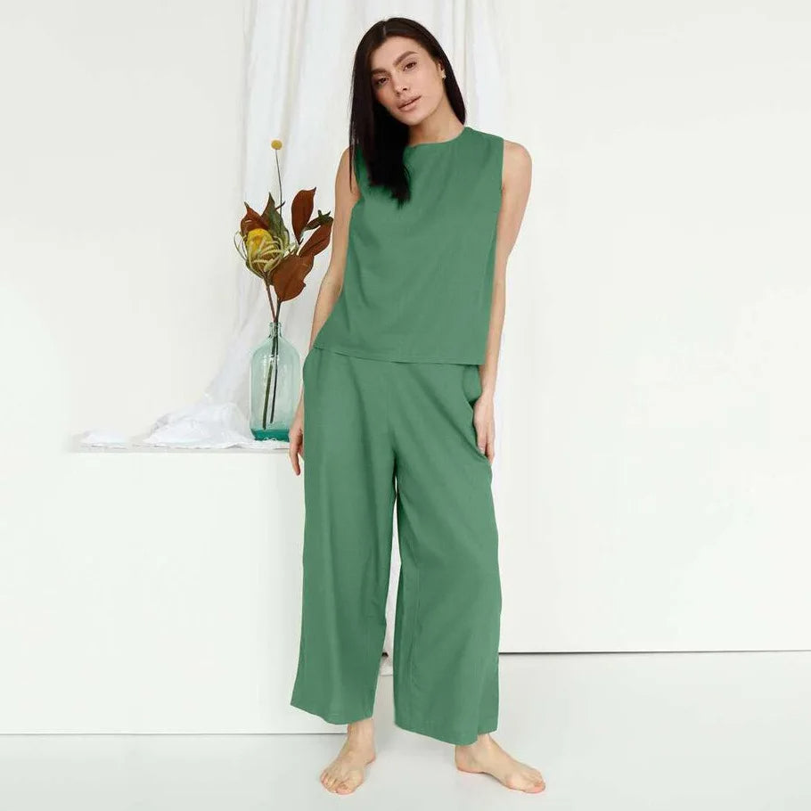 Verde Bliss Sleeveless Pajama Set