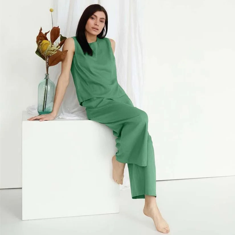 Verde Bliss Sleeveless Pajama Set