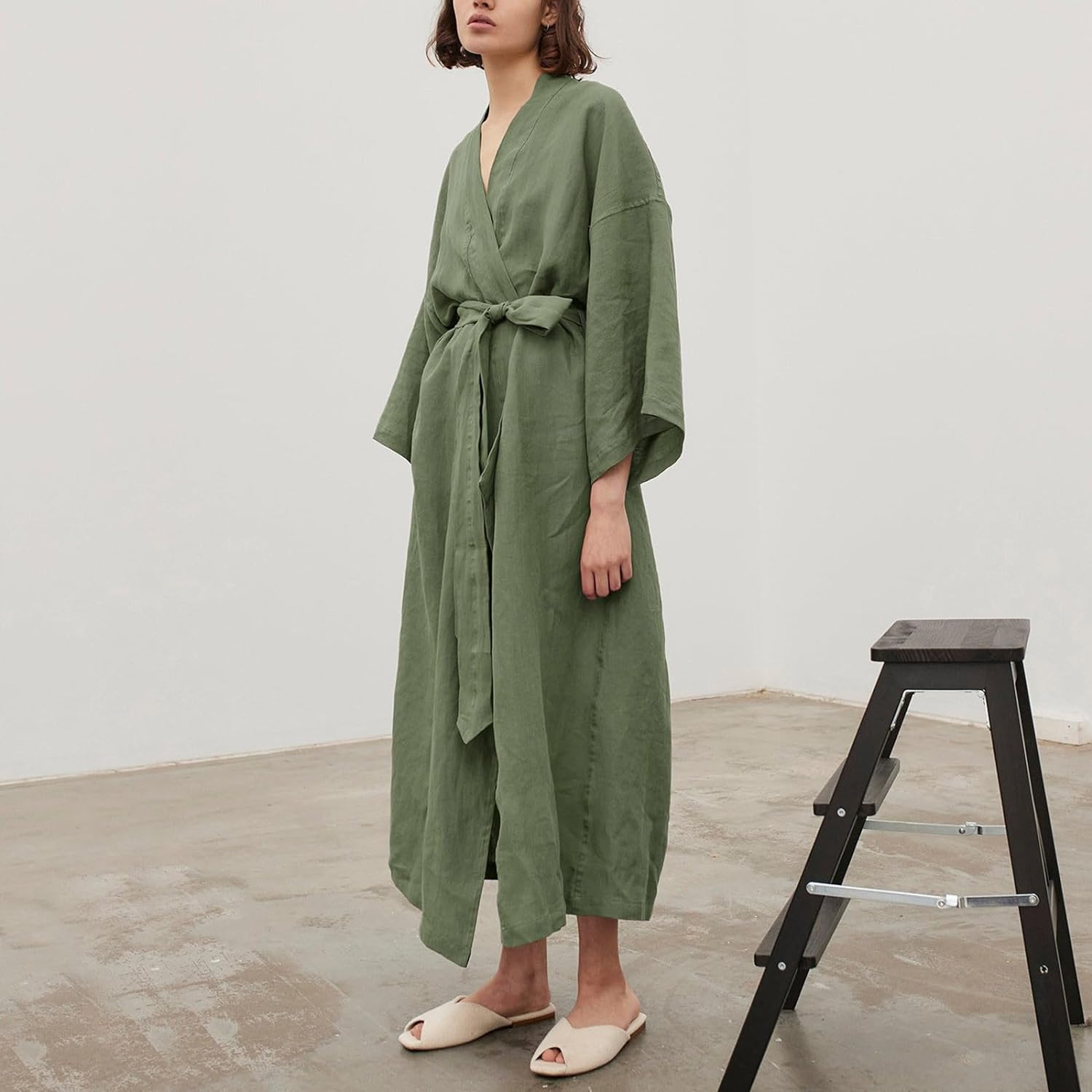 Khaki Loose Cotton Nightgown