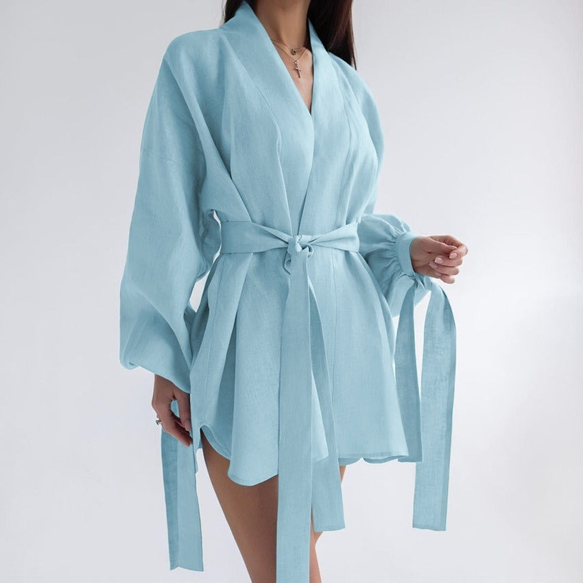 Blue Pajama Set with Bathrobe