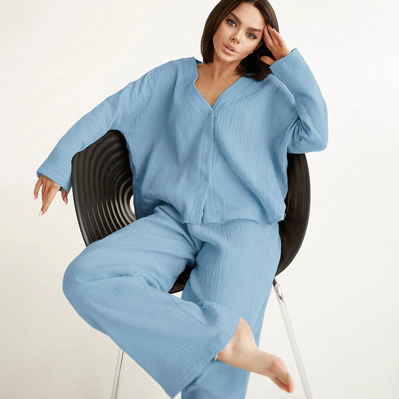 Twilight Whisper Pajama Set - Sky Blue