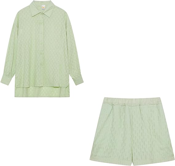 Knit Jacquard 2-Piece Short Set - Mint