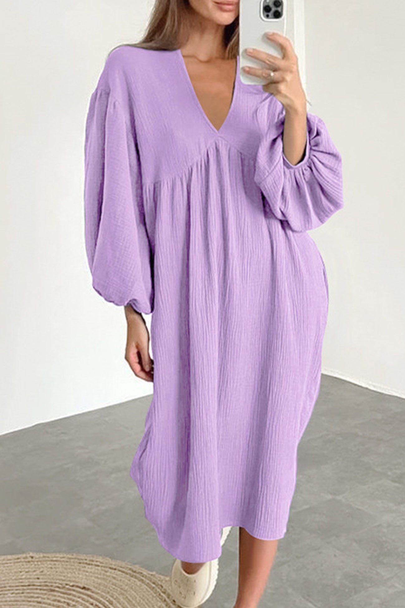 Purple Muslin Linen Dress